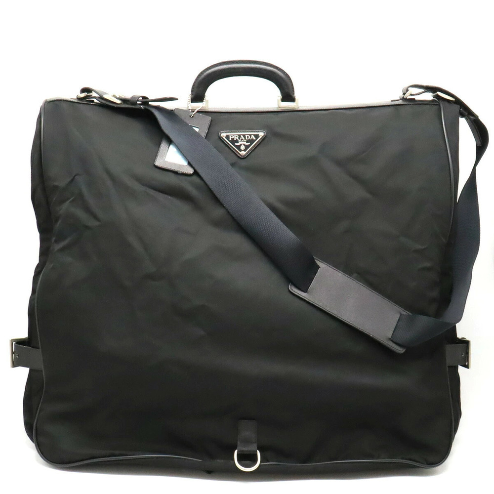 Prada Garment Cover Handbag Shoulder Leather NERO Black